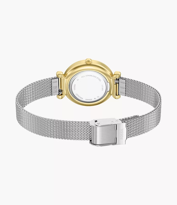 Fossil watch Carlie Mini Mini 28mm mother of pearl quartz steel PVD finish yellow gold ES5463