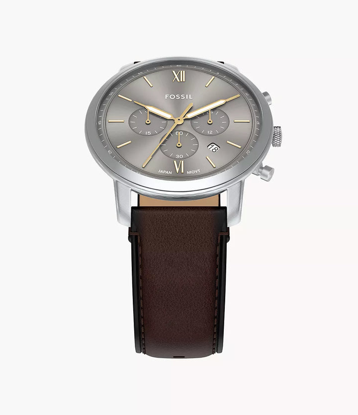 Fossil watch Neutra Chrono 44mm gray quartz steel FS6129