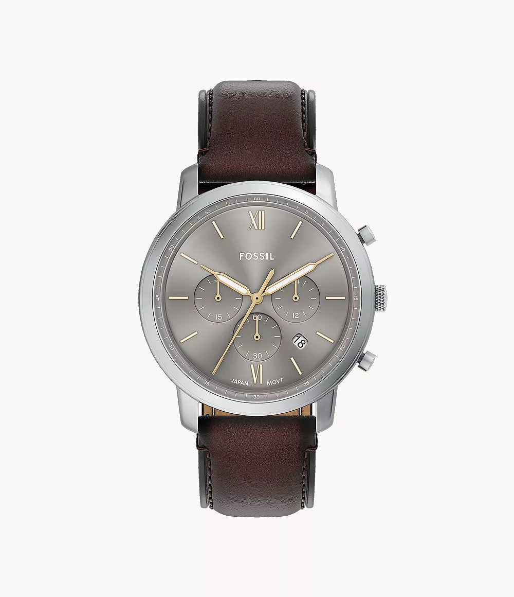 Fossil watch Neutra Chrono 44mm gray quartz steel FS6129