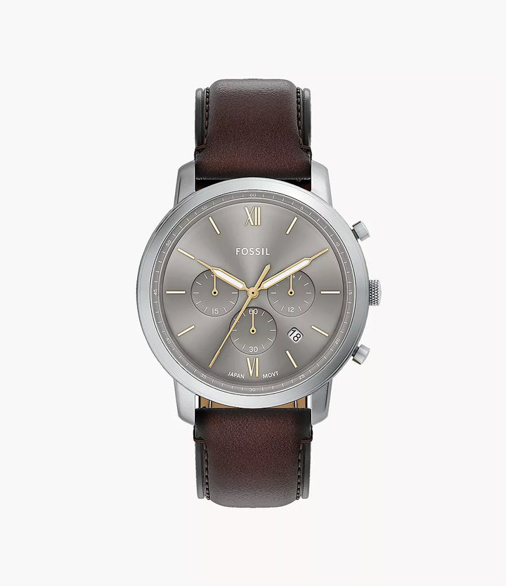 Fossil watch Neutra Chrono 44mm gray quartz steel FS6129