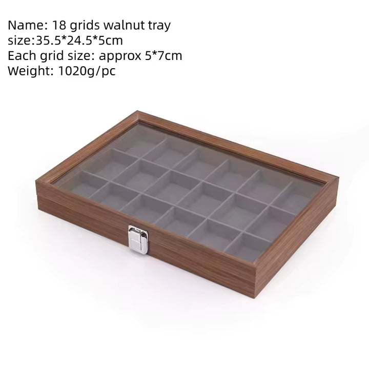 Capodagli walnut wood jewelry box 12 compartments dark gray interior CPD-BOX-12