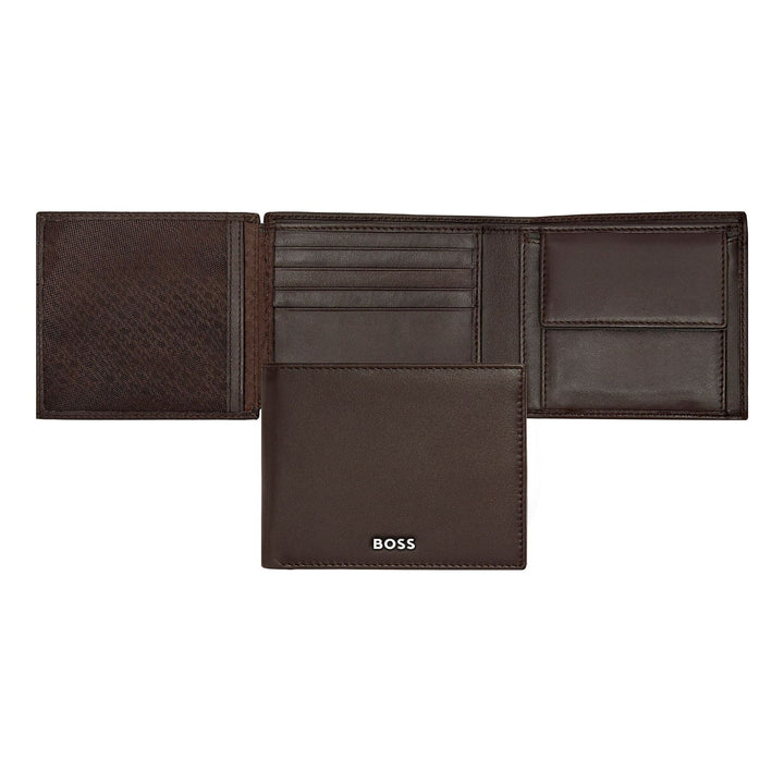 Hugo boss portfolio brings money with classic flap smooth brown hln403y