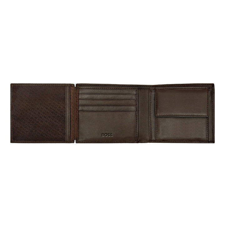 Hugo boss portfolio brings money with classic flap smooth brown hln403y