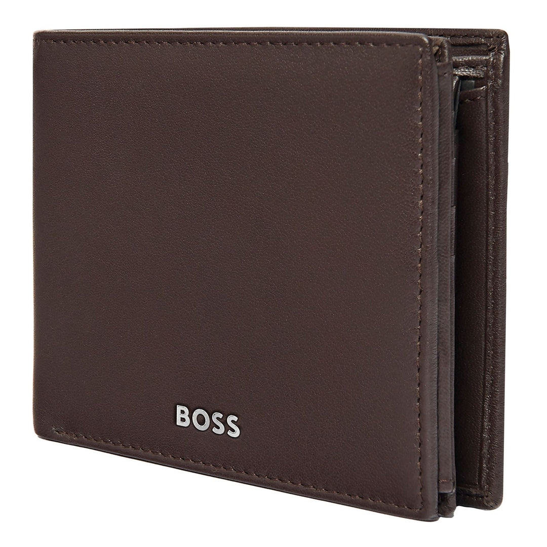 Hugo boss portfolio brings money with classic flap smooth brown hln403y