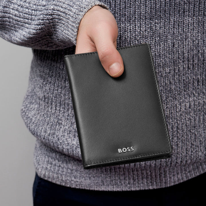 Hugo boss vertical portfolio with classic flask bite black hlo403a