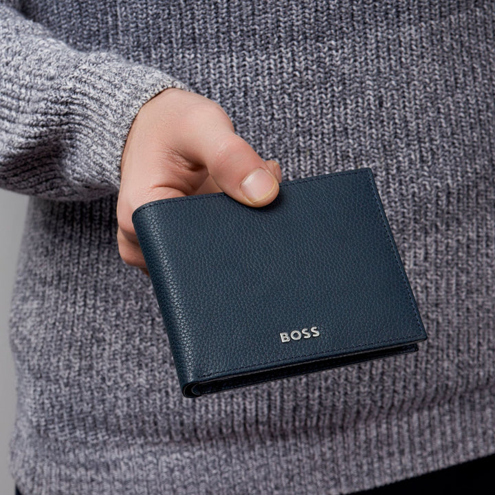 Hugo Boss Classic Navy blue granulated granular portfolio