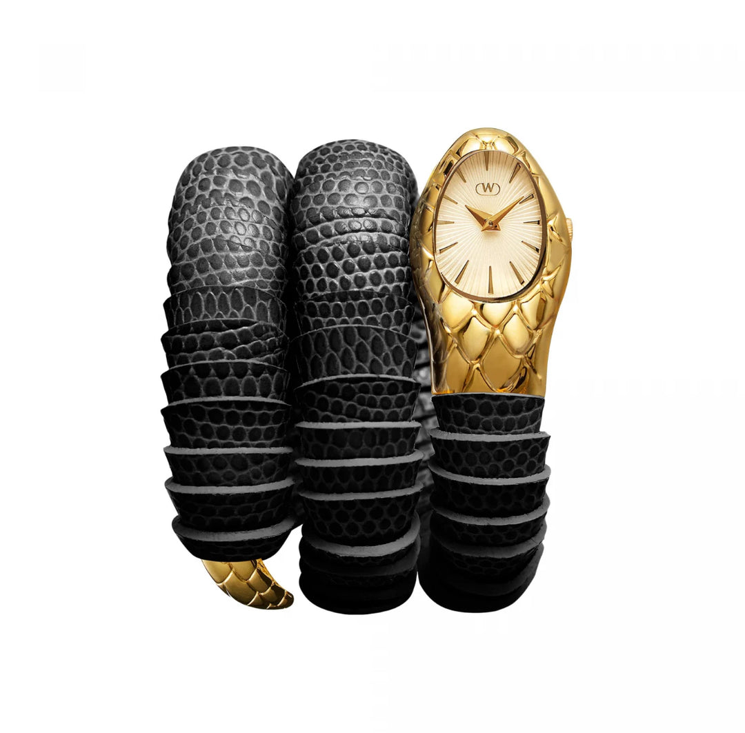 Wintex Serpe שמפניה שעון קוורץ פלדה גימור PVD זהב זהב שחור זהב