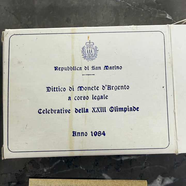 Silver coins 500 1000 Lire Republic of San Marino XXIII Olympics 1984
