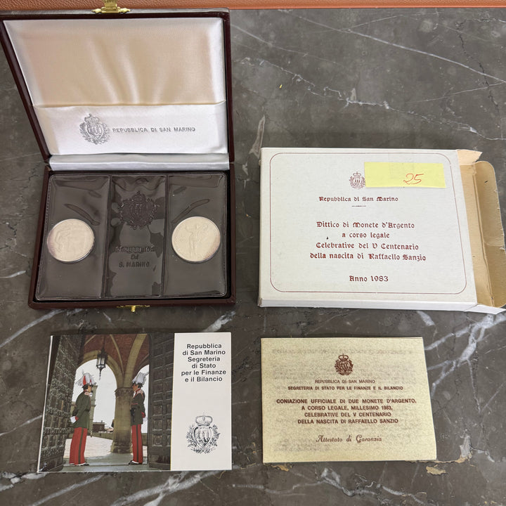 Silver coins 500 1000 Lire Republic of San Marino V Centenary of birth Raffaello Sanzio 1983