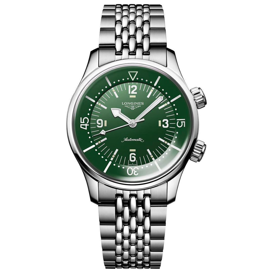 Longines Legend Div 39 מ"מ שעון פלדה ירוקה אוטומטית L3.764.4.4.06.6