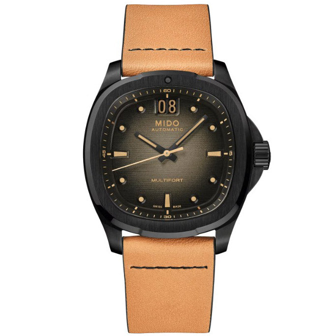 Mido watch Multifort TV Big Date 40mm automatic gray steel black PVD finish M049.526.36.081.00