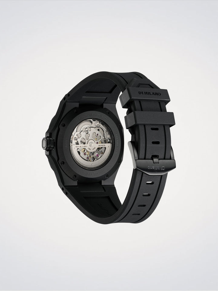 D1 Milano Jet Black Skeleton Rubber 41.5 mm D1-SKRJ17