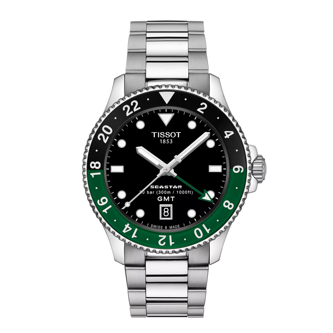 טיסו SEASTAR 1000 GMT שעון 40 מ"מ פלדה קוורץ שחור T120.852.11.051.00