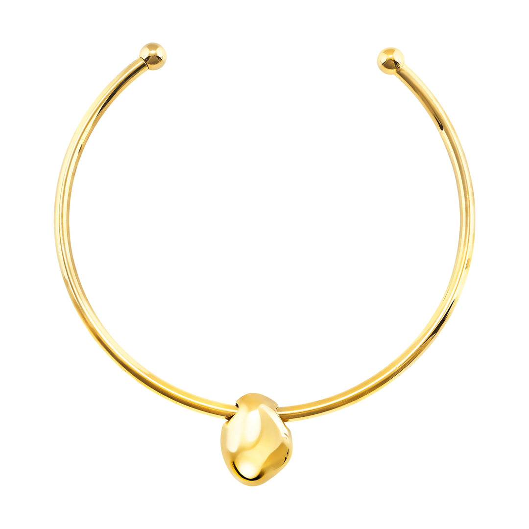 Breil Petra rigid choker steel PVD finish 14K gold green aventurine TJ4242