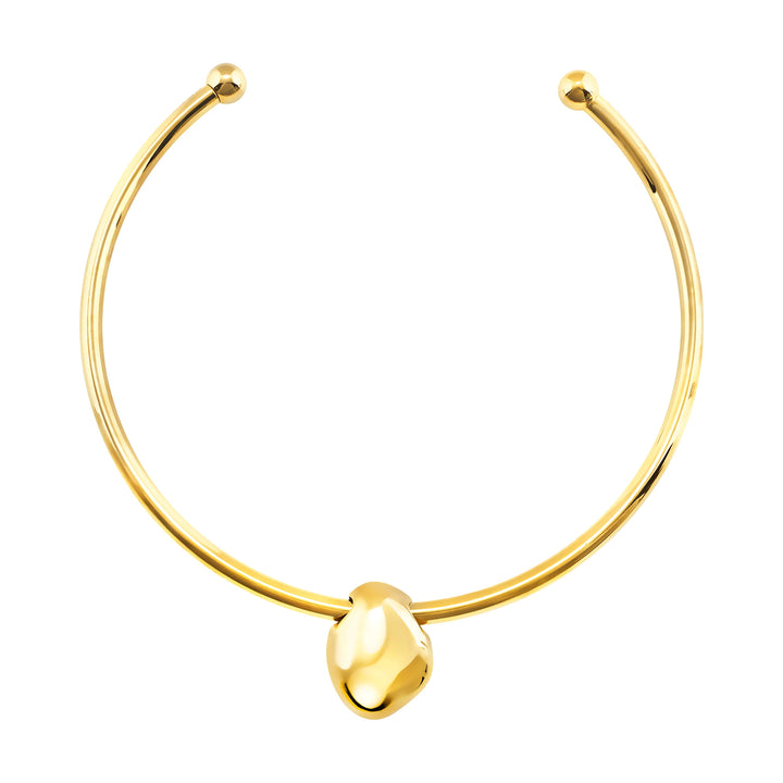 Breil Petra rigid choker steel PVD finish 14K gold green aventurine TJ4242