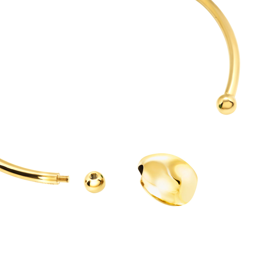 Breil Petra rigid choker steel PVD finish 14K gold green aventurine TJ4242