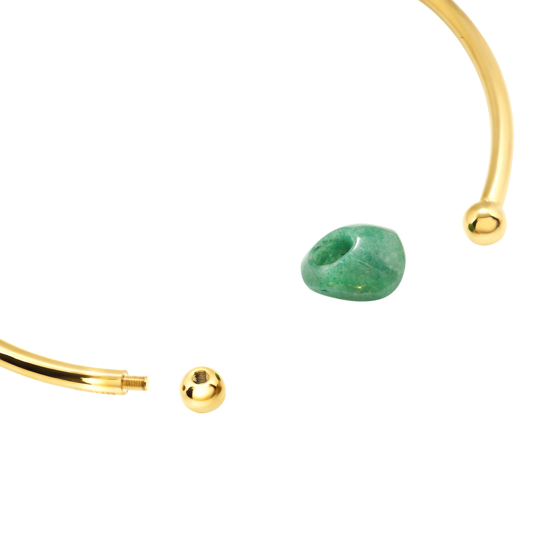 Breil Petra rigid choker steel PVD finish 14K gold green aventurine TJ4242