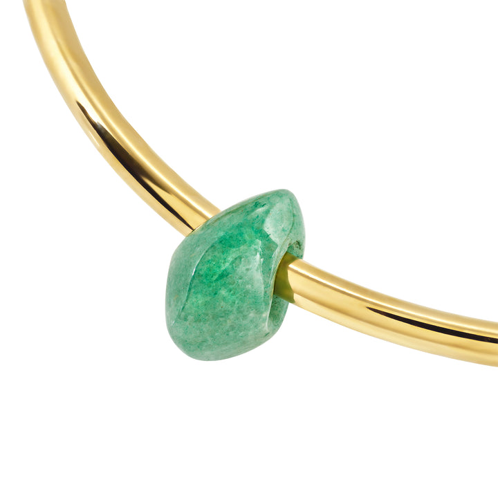 Breil Petra rigid choker steel PVD finish 14K gold green aventurine TJ4242