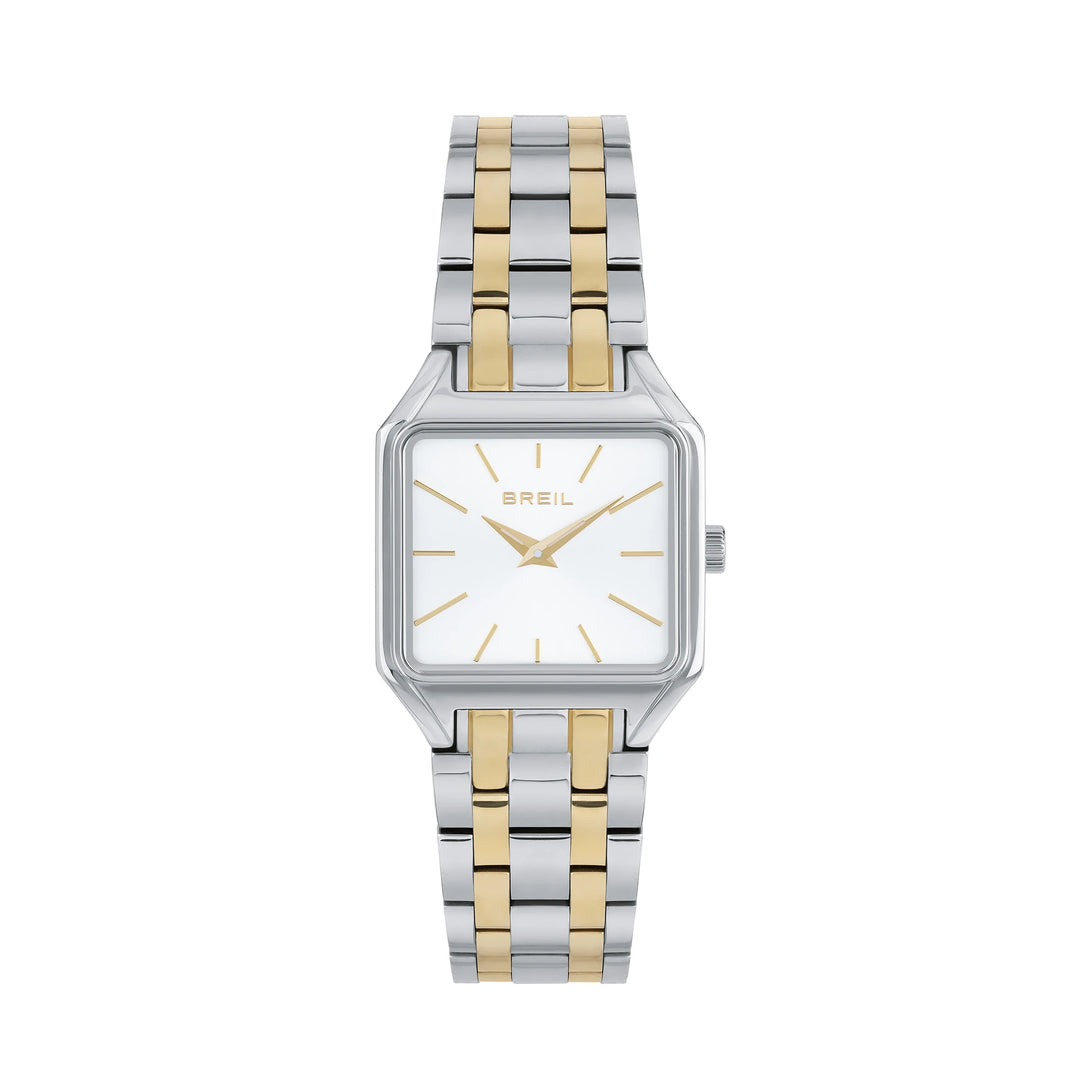 Breil watch the b 27x26mm silver quartz steel finishes pvd yellow gold tw2071