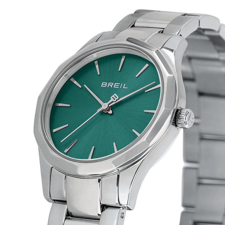 Breil clock dozen 32mm green quartz steel Tw2085