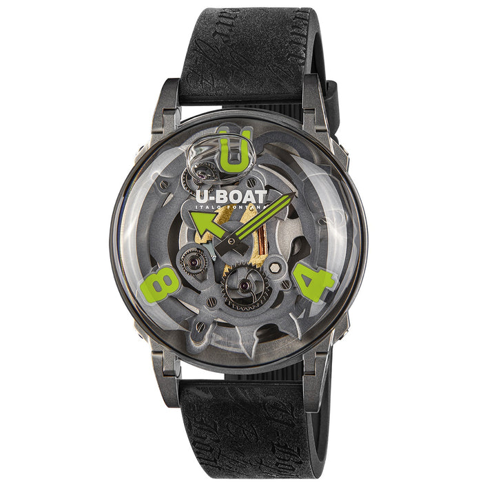 U-Boat U-65 SS Green 44mm Watch Skeleton Quartz Steel U-3350