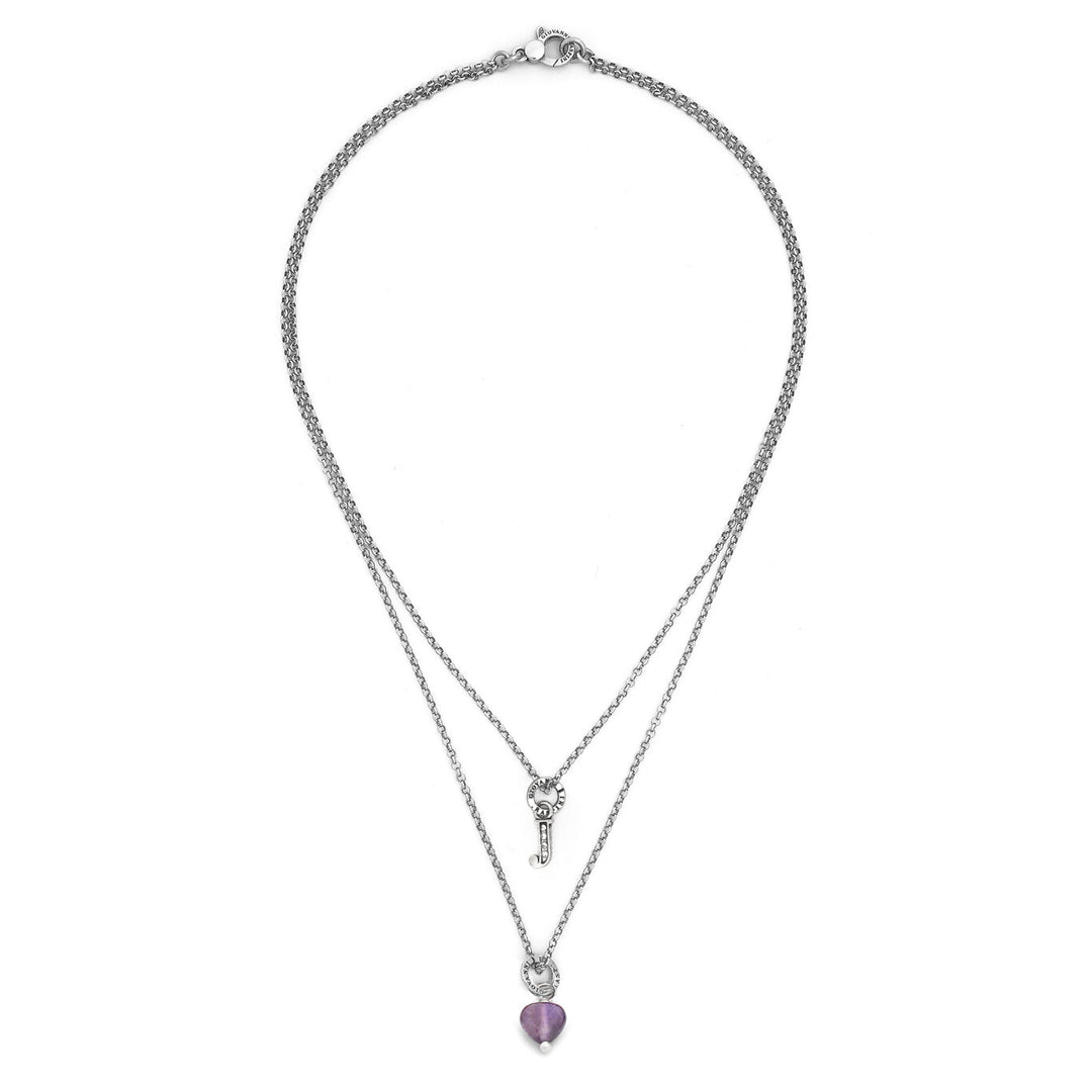 Giovanni Raspini necklace precious gift letter j Necklace in 925 silver, amethyst and zircons X01485