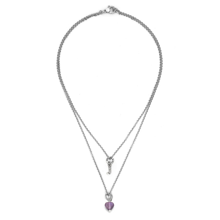 Giovanni Raspini necklace precious gift letter j Necklace in 925 silver, amethyst and zircons X01485