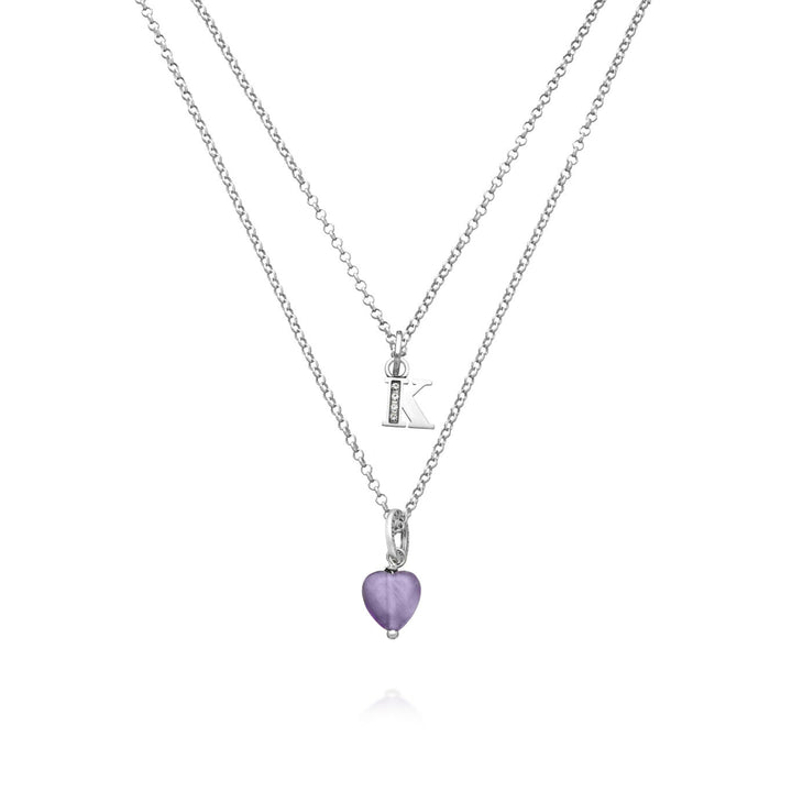 Giovanni Raspini necklace precious gift letter k Necklace in 925 silver, amethyst and zircons X01484