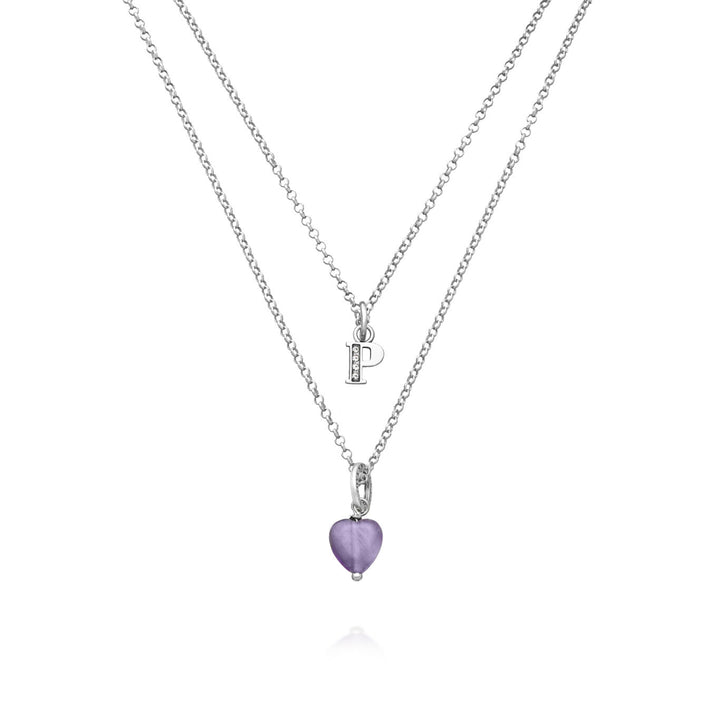 Giovanni Raspini necklace precious gift letter p Necklace in 925 silver, amethyst and zircons X01479