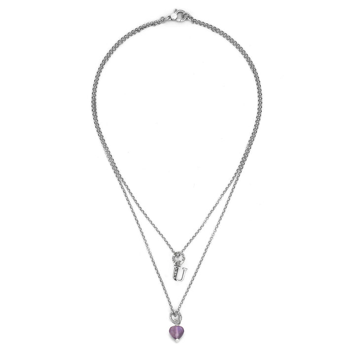 Giovanni Raspini necklace precious gift letter u Necklace in 925 silver, amethyst and zircons X01474
