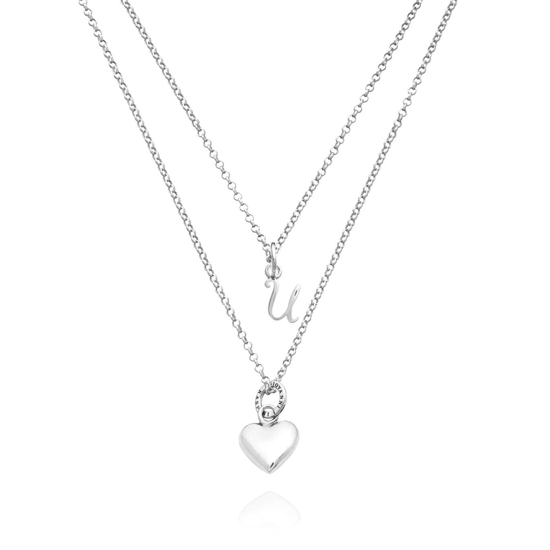 Giovanni Raspini heart and letter u necklace 925 Silver Necklace X01550