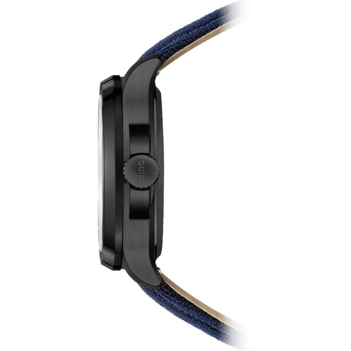 Mido Multifort TV watch big date 39x40mm Automatic blue steel finish black pvd m049.526.37.041.00