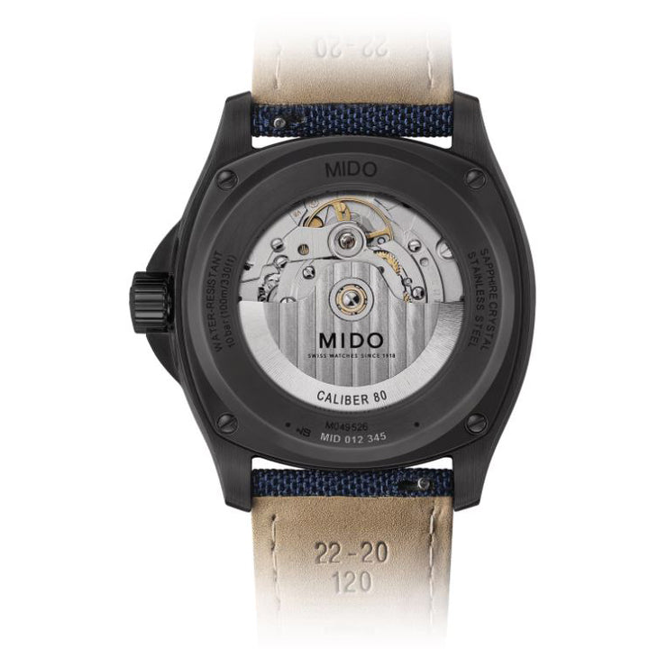 Mido Multifort TV watch big date 39x40mm Automatic blue steel finish black pvd m049.526.37.041.00