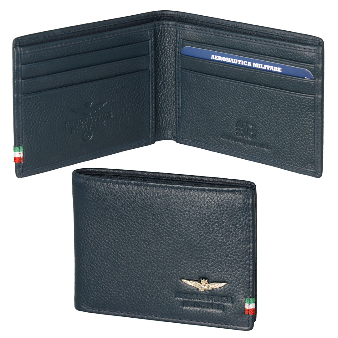 Aeronautica Military Men's Genuine Leather Wallet Line Flag AM100-BL