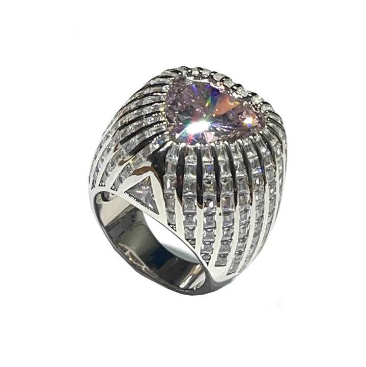 AP Coral anello Hollywood Diva Style Cuore argento 925 finitura rodio quarzo pink AN79R - Capodagli 1937