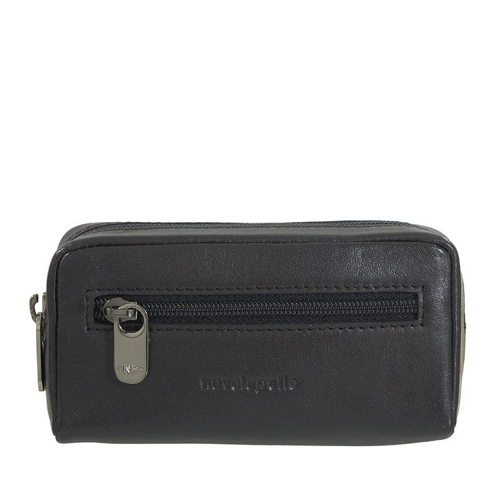 Nuvola Pelle Keychain for Men and Women in Genuine Leather - Coin Case Bag with Zip and 2 Key Rings