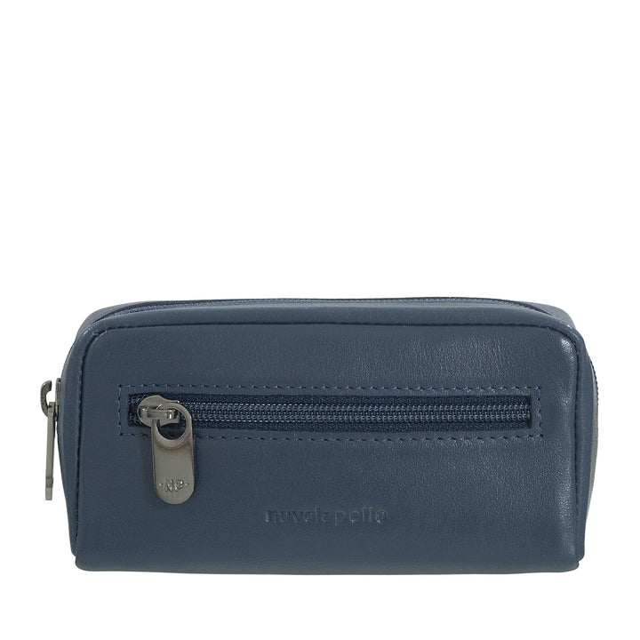 Nuvola Pelle Keychain for Men and Women in Genuine Leather - Coin Case Bag with Zip and 2 Key Rings
