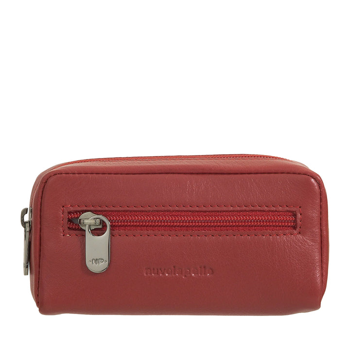 Nuvola Pelle Keychain for Men and Women in Genuine Leather - Coin Case Bag with Zip and 2 Key Rings