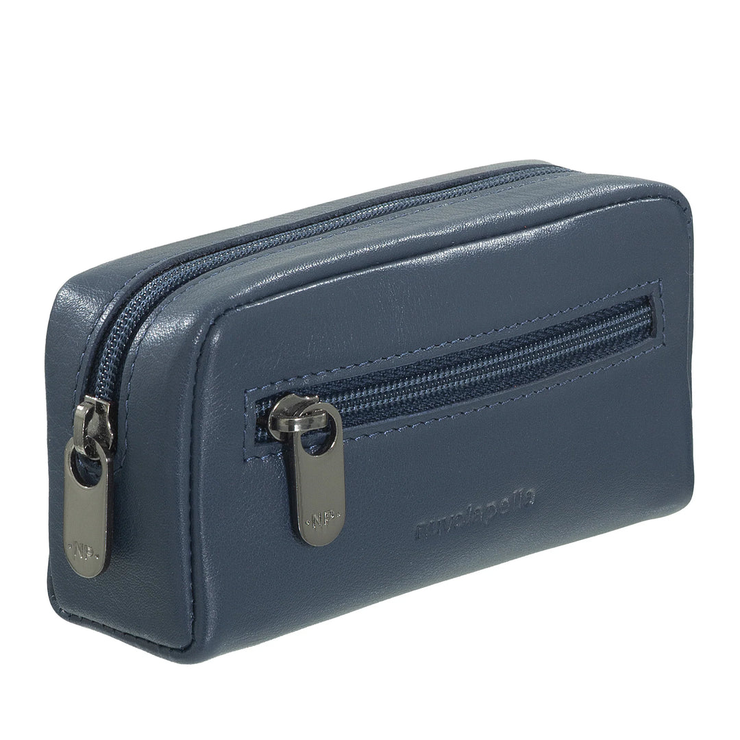 Nuvola Pelle Keychain for Men and Women in Genuine Leather - Coin Case Bag with Zip and 2 Key Rings