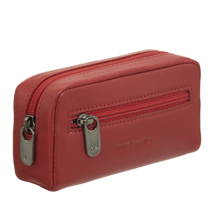 Nuvola Pelle Keychain for Men and Women in Genuine Leather - Coin Case Bag with Zip and 2 Key Rings