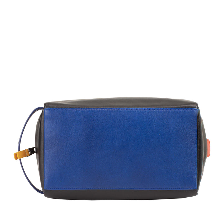 DUDU Beauty Leather Houses Men Woman - Elegant Travel Trousse, Minimal Design, Vera Leather, Compact Toilet Bag for Accessories and Cosmetics