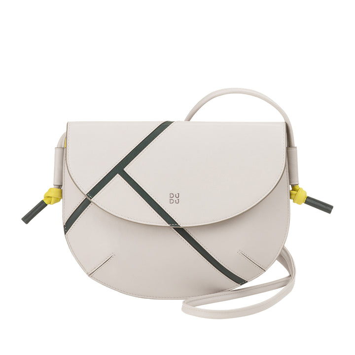 DUDU Women's shoulder bag in real leather - Small handbag with tennis -style flap with adjustable shoulder strap and large interior