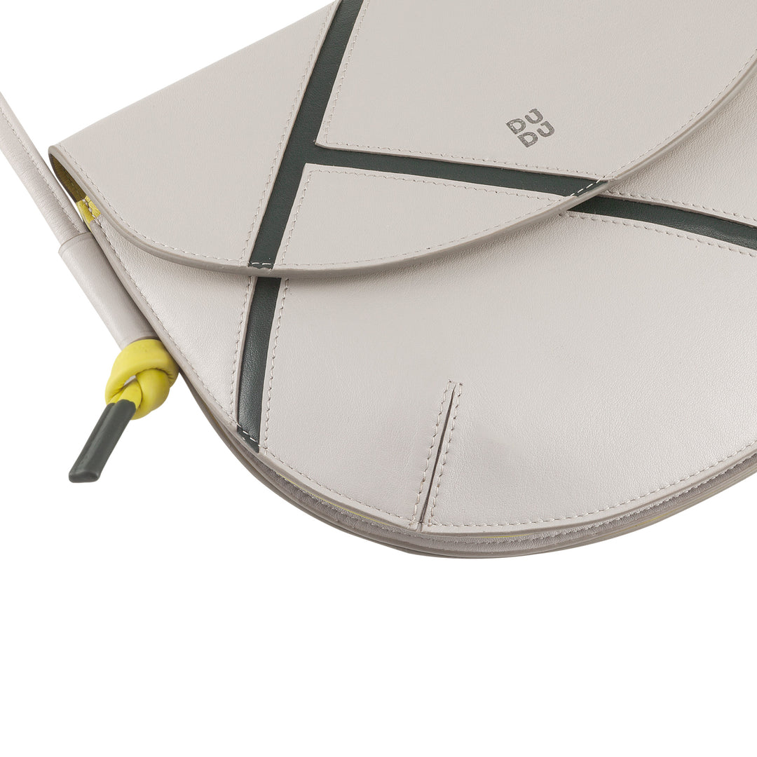 DUDU Women's shoulder bag in real leather - Small handbag with tennis -style flap with adjustable shoulder strap and large interior