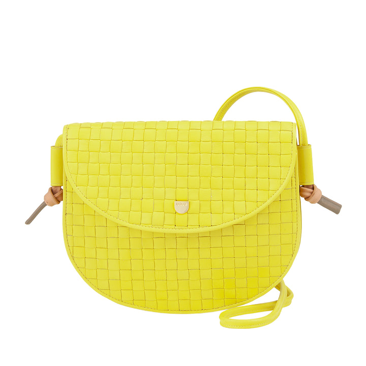 DUDU Small Woven Shoulder Bag in Genuine Leather with Flap - Elegant Handcrafted Women&