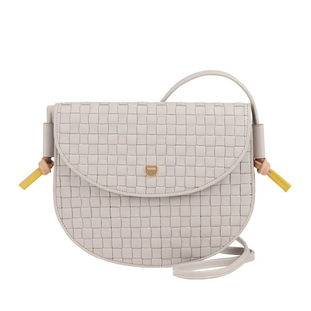 DUDU Small Woven Shoulder Bag in Genuine Leather with Flap - Elegant Handcrafted Women&