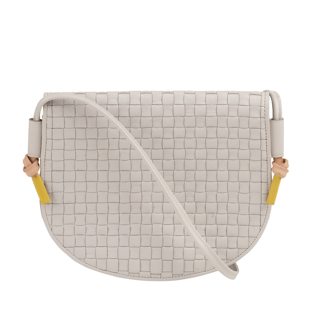 DUDU Small Woven Shoulder Bag in Genuine Leather with Flap - Elegant Handcrafted Women&