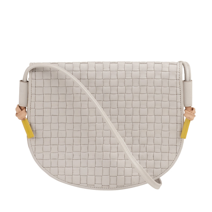 DUDU Small Woven Shoulder Bag in Genuine Leather with Flap - Elegant Handcrafted Women&