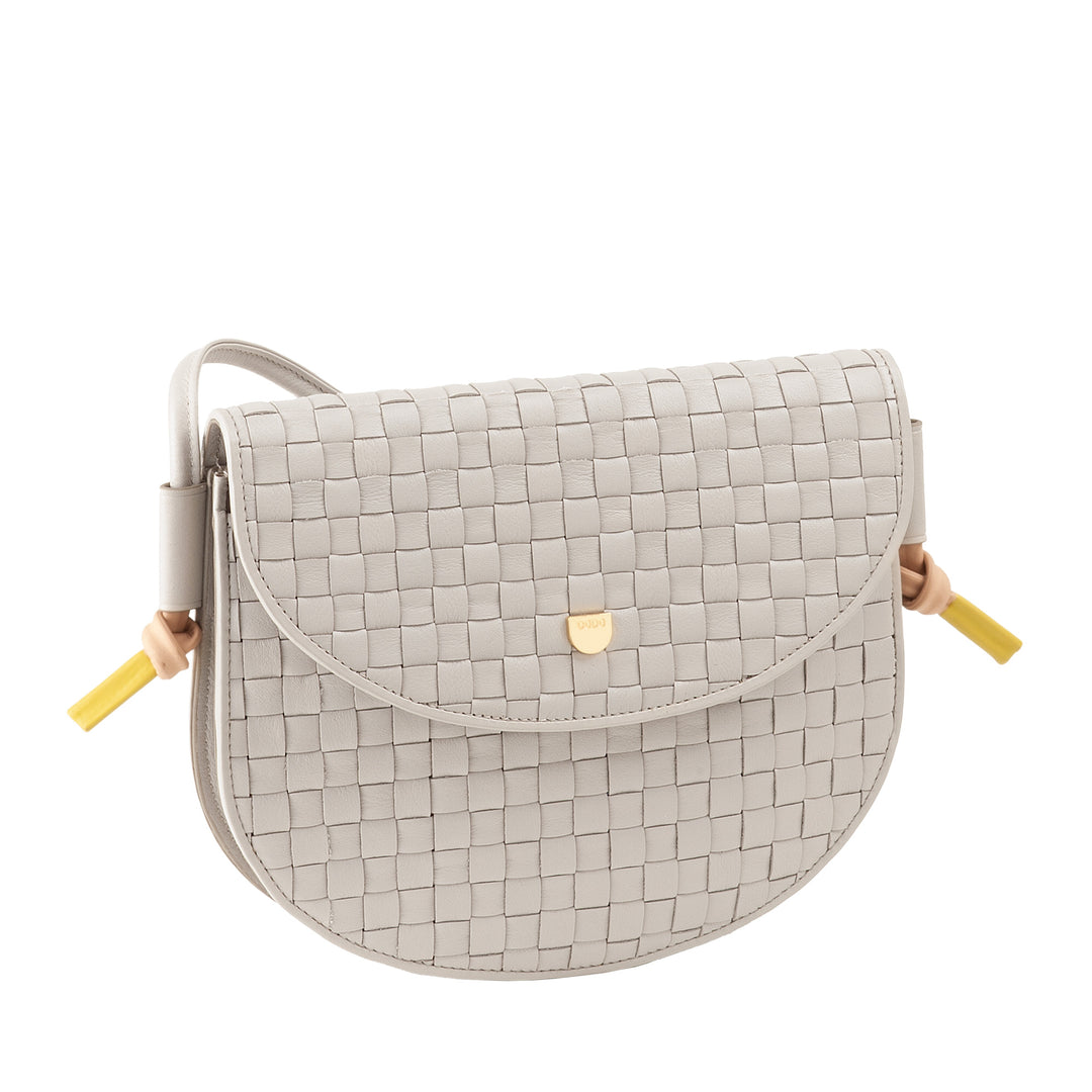 DUDU Small Woven Shoulder Bag in Genuine Leather with Flap - Elegant Handcrafted Women&