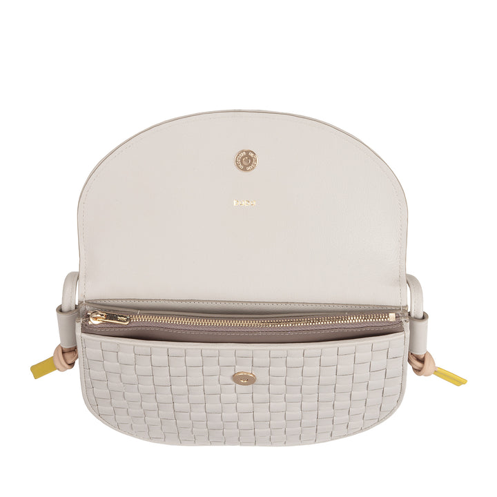 DUDU Small Woven Shoulder Bag in Genuine Leather with Flap - Elegant Handcrafted Women&