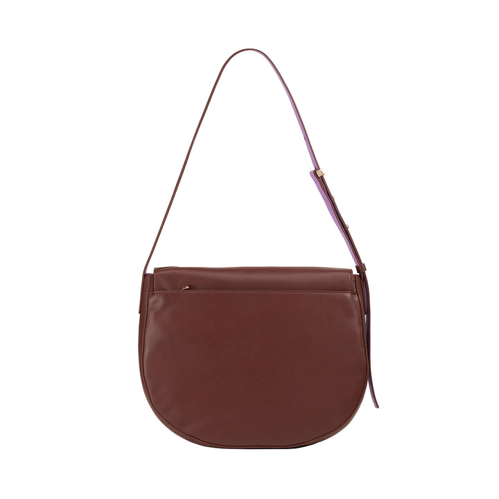 DUDU Women's Bag Big in real leather with flap in front, adjustable shoulder bag and flap closure with magnetic buttons - elegant and practical for every occasion